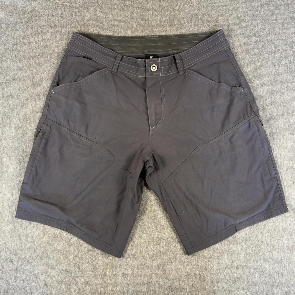 KUHL Shorts Mens 33 Gray Nylon Stretch 11 Inch Inseam Cargo Outdoor Hiking